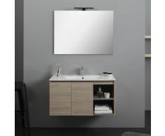 Meuble De Bain 90 Cm Avec Ouverture Modèle Berlin Elm Leone Vasque Et Éclairage À Led