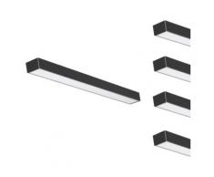 Silamp - Réglette lumineuse LED 120cmx5cm 48W Suspendue NOIR (Pack de 5) - Blanc Neutre 4000K