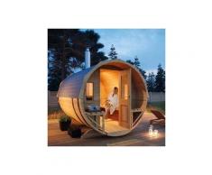 Finntherm - Sauna tonneau Sam naturel Bois thermique, 40 mm Épaisseur de paroi 220 x 280 cm - sans