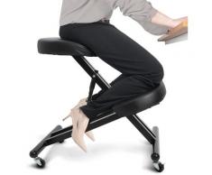 Chaise à Genoux Ergonomique , Hauteur Chaise Bureau Réglable en PU Cuir, Tabouret Posture Droite