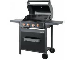 Brasero - Barbecue SPRING II 4 Feux - Surface de cuisson mixte - 1/2 plaque Fonte - 1/2 grille