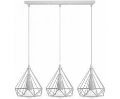 Lustre Suspension Industrielle Géométrie Nid Style Diamant Blanc , 3 Luminaire E27 Lampe de Plafond