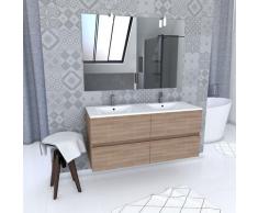 Ensemble avec caissons suspendus + miroir et vasques Chêne