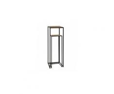 Set de 2 Sellettes Gigognes en Métal Noir et Bois - Noir