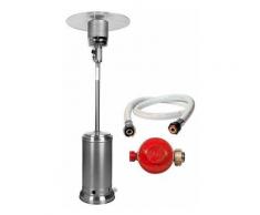 Parasol chauffant gaz 13KW INOX Chauffage de terrasse extérieur Livré avec tuyau et détendeur gaz