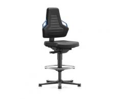BIMOS Chaise d’atelier pivotante Nexxit patins + anneau de pied mousse intégrale noir couleur de la