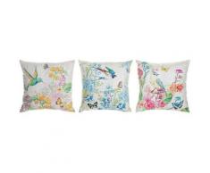 Coussin dkd home decor coton lin oiseau (3 pcs) (50 x 12 x 50 cm) - Rogal