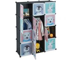 Relaxdays - Armoire chambre d'enfant, modulable, 8 cubes, portes, DIY, étagère animaux, HLP