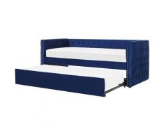 Beliani - Lit gigogne en velours bleu 90 x 200 cm GASSIN