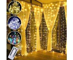 Rideau lumineux à LED USB télécommande guirlande lumineuse de Noël 2 mètres*3 mètres 200 lumières