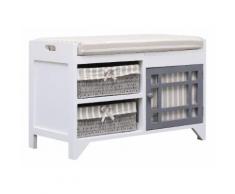 Topdeal Banc d'entrée Blanc 70 x 33,5 x 45 cm Bois de Paulownia