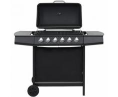 Barbecue au gaz avec 6 zones de cuisson Acier Noir