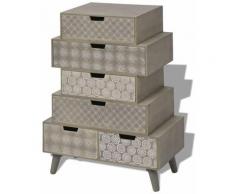 Buffet bahut armoire console meuble de rangement de rangement avec 6 tiroirs gris - Gris