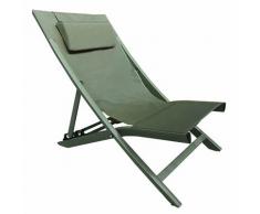 Meubletmoi - Chilienne de jardin pliante en aluminium vert et têtière - VERDE 8125 - Vert