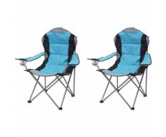 2x Chaise de camping HHG-044, chaise pour pêcheur, pliable, rembourré ~ bleu
