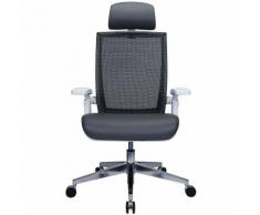 Chaise pivotante de bureau Traction - avec dossier respirant et appuie-tête, gris
