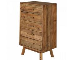 Chiffonnier commode hauteur 101 cm 5 tiroirs bois pin recyclé - CHALET - naturelle