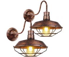 2pcs Applique Murale Industrielle Rustique Interieur Cage Lampe Suspension vintage Luminaire pour