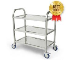 Chariot de service cuisine professionnel inox 3 étages max 150 kg