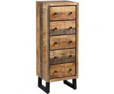 ODILON - Chiffonnier 5 Tiroirs Acier et Bois Massif
