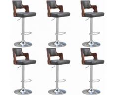 Tabourets de bar 6 pcs avec cadre en bois Cuir synthétique Noir