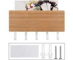 Range clé Mural Porte-courrier avec Crochets Porte clé avec Surface de Rangement pour mémos Lettres