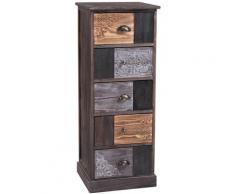 Chiffonnier MARA avec 5 tiroirs, commode en bois de paulownia style vintage ethnique bohême avec