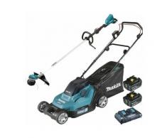 Pack Makita 36V Jardin: tondeuse 43cm DLM432 + débroussailleuse DUR368L + 2 batteries 5Ah