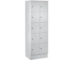Wolf Vestiaire modulaire à casiers verrouillables - 10 casiers, largeur 300 mm - gris clair / gris