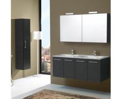 MEUBLE SALLE DE BAIN DE 120 CM AVEC QUATRE PORTES ET DOUBLE LAVABO BOSTON EN TANNER MIROIR CONTENEUR