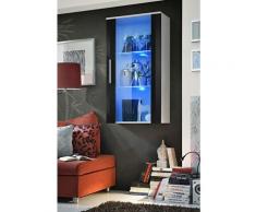 Price Factory - Vitrine LED Murale Design Neo II 110cm blanc et noir brillant avec système LED.