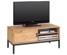 Meuble TV SELMA banc télé de 98 cm au style industriel design vintage avec 1 porte coulissante, en