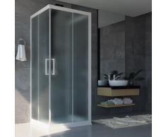 Cabine de douche 3 Côtés en PVC 90x80x90 CM H190 Opaque Chinchilla mod. Lite Profil Blanc
