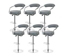 2Pcs Tabouret Bar Cuisine Salle 角 manger Chaise Fauteuil de bar GRIS Chrome Accoudoirs