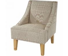 HHG - Fauteuil Malmö T371, fauteuil rembourré de salon, rétro, design des années 50 ~ beige/marron,
