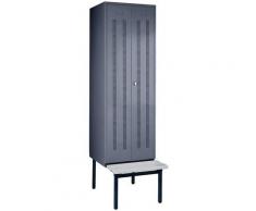 Wolf Vestiaire avec banc monté en dessous, portes en tôle perforée - largeur compartiment 600 mm, 1