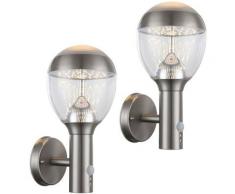 Lot de 2 appliques murales d'extérieur LED 11,5 watts détecteur de mouvement acier inoxydable clair