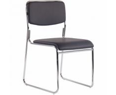 Chaise visiteur bureau sans roulette rembourré en simili-cuir marron