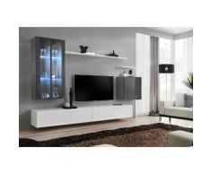 Paris Prix - Meuble Tv Mural Design switch Xii 270cm Gris & Blanc