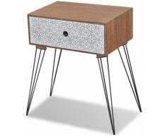 Table de nuit chevet commode armoire meuble chambre avec 1 tiroir rectangulaire marron - Marron