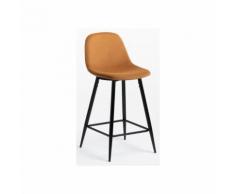 SKLUM Lot de 2 Tabourets Hauts en Simili Cuir Glamm Simili cuir - Acier Bois naturel Caramel
