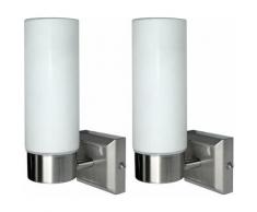 Ensemble de 2 appliques éclairage miroir salle de bain luminaires en verre opale argent radiateur