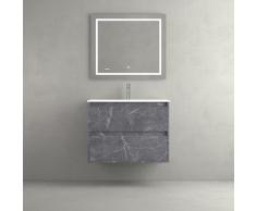 Meuble Etna 2C 60 Marquina + Lavabo + Led Rond