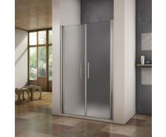 Porte de douche pivotante 95x187cm porte de douche 2 volets en verre sablé