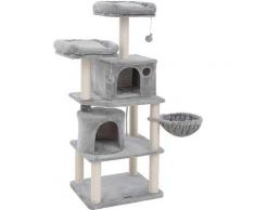FEANDREA Arbre à Chat Hauteur de 140cm Colonne en Sisal, Panier et 2 Niches, Tour à Chat pour Chats