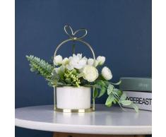 Fleurs Artificielles avec Pot Plantes Artificielles Bonsaï Fleurs en Vase en Céramique Fleurs