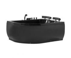 Baignoire balnéo noire angle côté gauche avec LED PARADISO