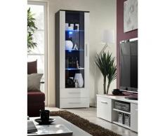 Asm Gros Mobilier - Vitrine murale à poser LED - Neo V - 60 cm x 190 cm x 40 cm - Wengé et blanc