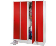 Wolf Armoire-vestiaire - avec casier pour chaussures et tablette - gris clair / rouge feu - Coloris