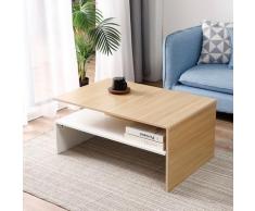 Table Basse pour Salon Meuble TV Table de Salon Rangement Design Bois Moderne 90*42*60 cm Chêne et